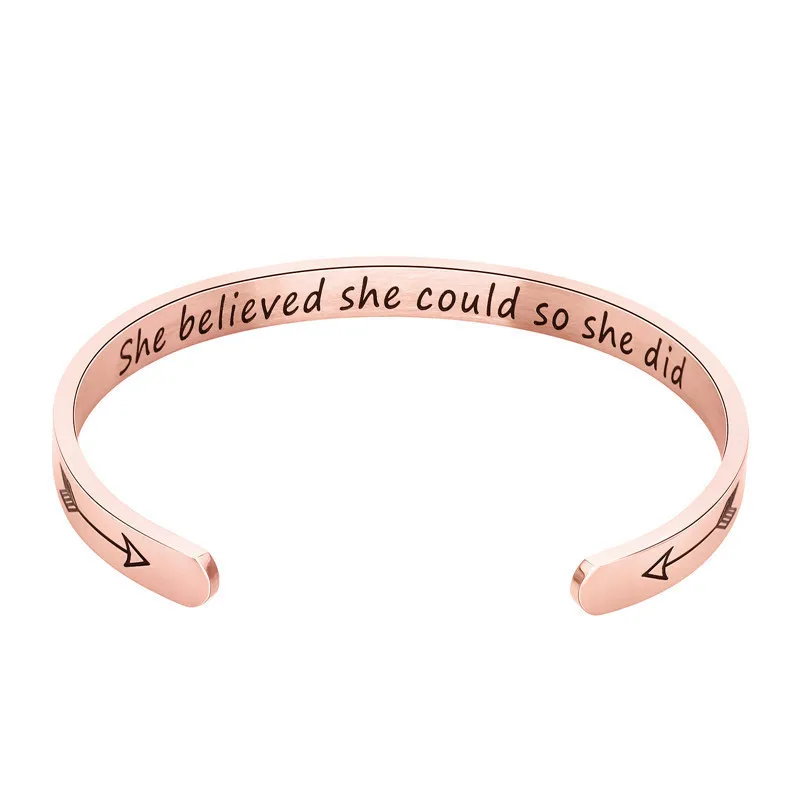 6 мм ширина поверхности манжеты браслет для женщин мужчин нержавеющая сталь вдохновляющие никогда не сдавать браслеты украшения подарки - Окраска металла: Style 1