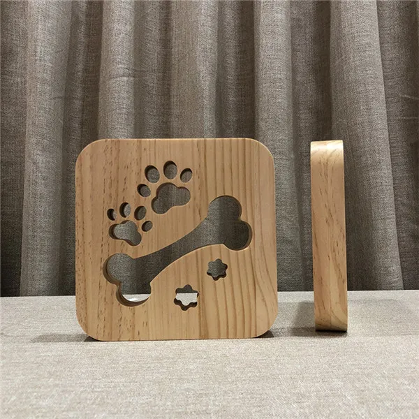 Pata do Cão de Madeira Quarto dos Miúdos Light para Crianças Presente da Gota Lâmpada Decoração Quente França Francês Bulldog Usb Led Night Grátis Luz 8 Pata Do Cão de madeira Lâmpada Quarto