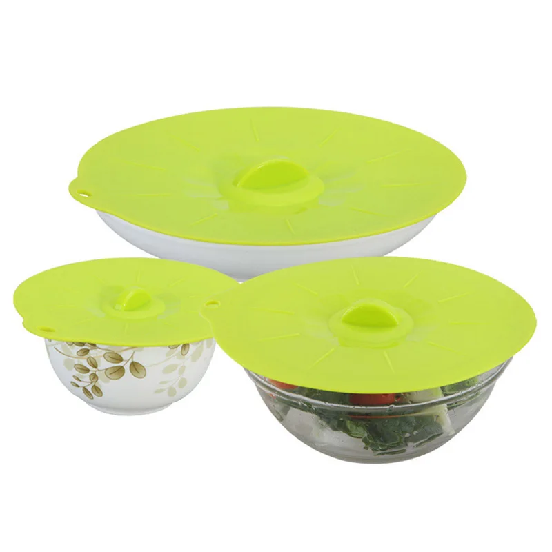 14/20/24cm 3 Pieces Silicone Bowl Lids Sealed Food Fresh Cover Keeping