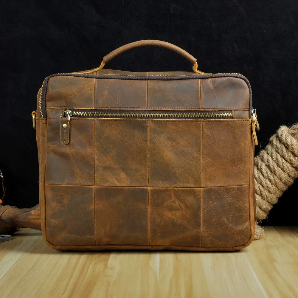 Couro de qualidade dos homens antigo design de negócios maleta 13 