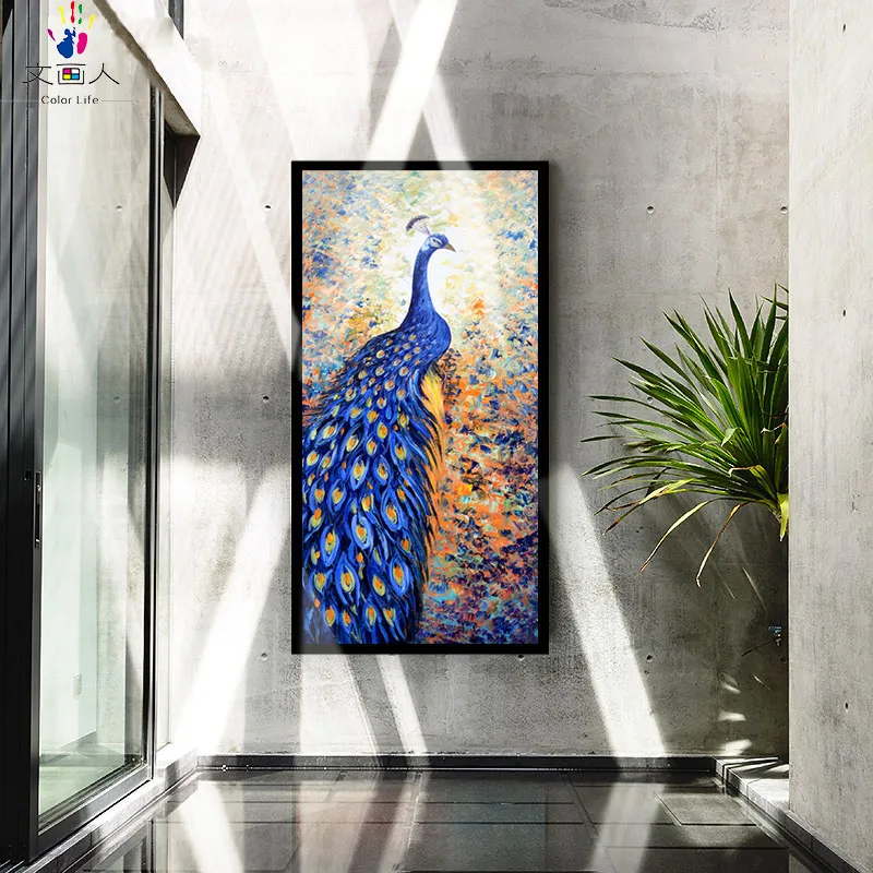 

Blue Big Peacock Coloring By Numbers Picture Painting By Numbers animals oil Paint by numbers for Modular Entrance hoom decor