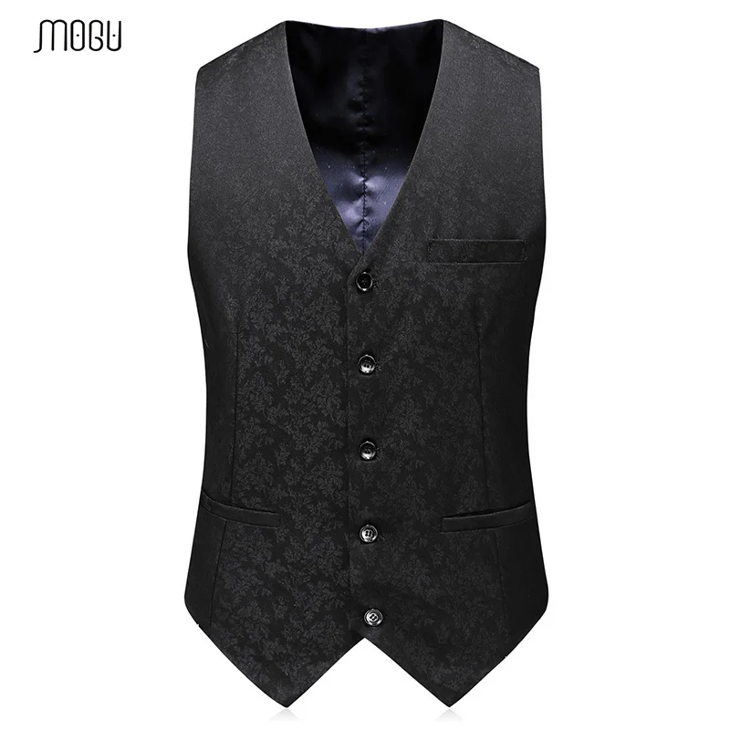 

MOGU Mans Slim Fit Waistcoat 2018 New Arrival Elegant Printed Dress Suits Vests Gilet Homme Costume Five Models Available 5XL