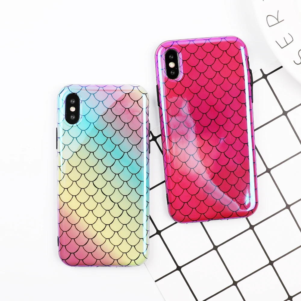 MYSUN горячий чехол для iPhone XS XR Max X 8 7 6 6S Plus рыбья чешуя мягкая IMD винтажная задняя