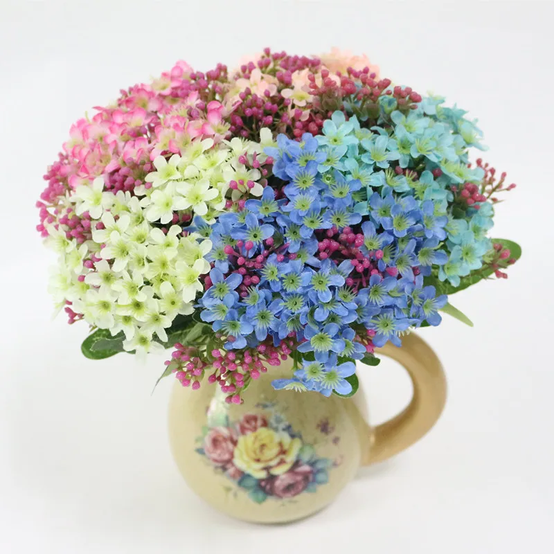 Flone Simulation European Gypsophila Flower Bouquet Small Daisy Dance Silk Flowers Decoration Wedding Flower Arrangement  (1)