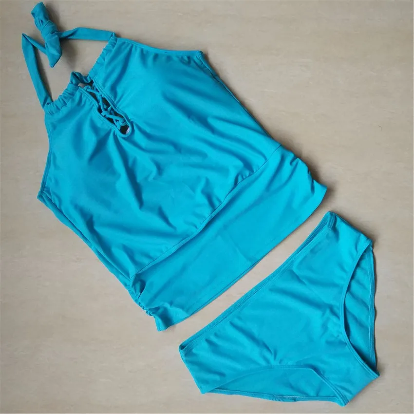 Halter Swimsuit Plus Size Swimwear Women Tankini Set Push Up Monokini Swimming Suit Bikini 2017 maillot de bain femme Tankinis