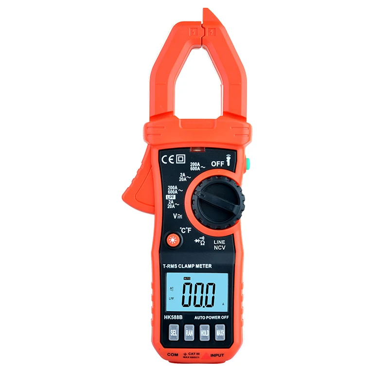 

LCD backlight True RMS Digital Clamp Multimeter DC AC Voltage Current Ohm, Digital Clamp Meter HK588B