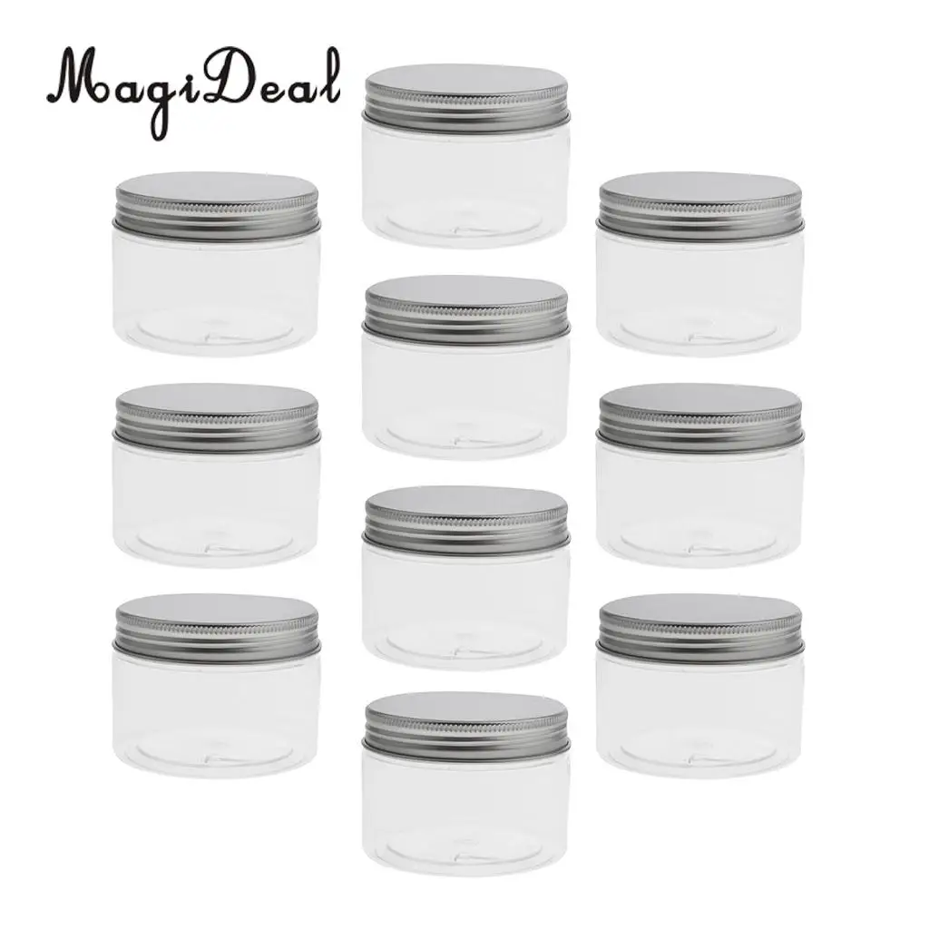 10pcs 30-120ML PET Plastic Empty Cosmetic Container Case with Aluminum Caps Cream Lotion Box Ointments Bottle Makeup Pot Jars