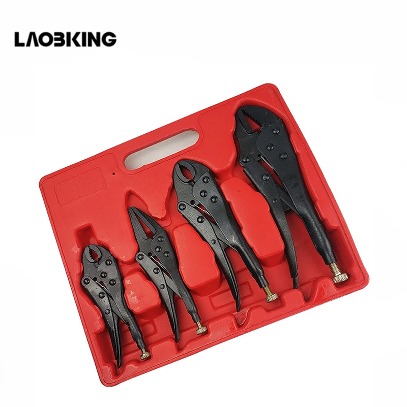 

4Pcs Self Locking Power Grip Clamp Tool Multipurpose Useful Hand Vise Pliers Set Black Steel Home Jaw Durable