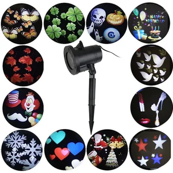 

Halloween Christmas Outdoor Night Snowflakes Projector Light Decorations 12 Slides LED Moving Landscape Spotlights