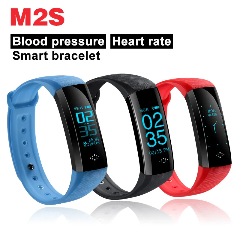 

M2S OLED Smart Bracelet Heart Rate Blood Pressure Fintness Swimming IP68 Waterproof Wristband For IOS Android PK xiaomi band 2