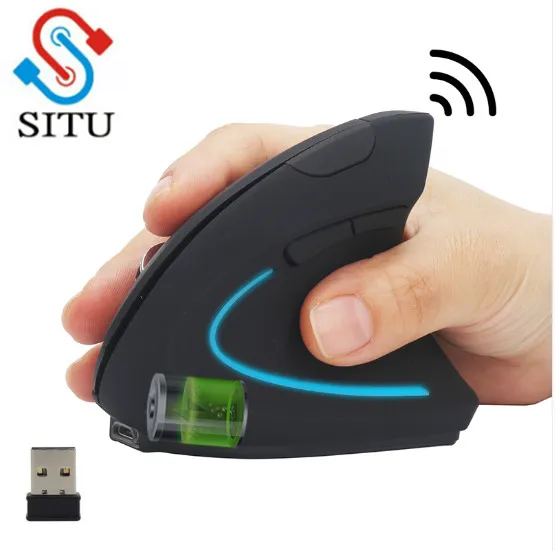 

SITU Vertical Mouse Wireless Rechargeable USB PC Vertical Gaming Mouse Ergonomic Optical 1600 DPI 2.4Ghz For Video Game