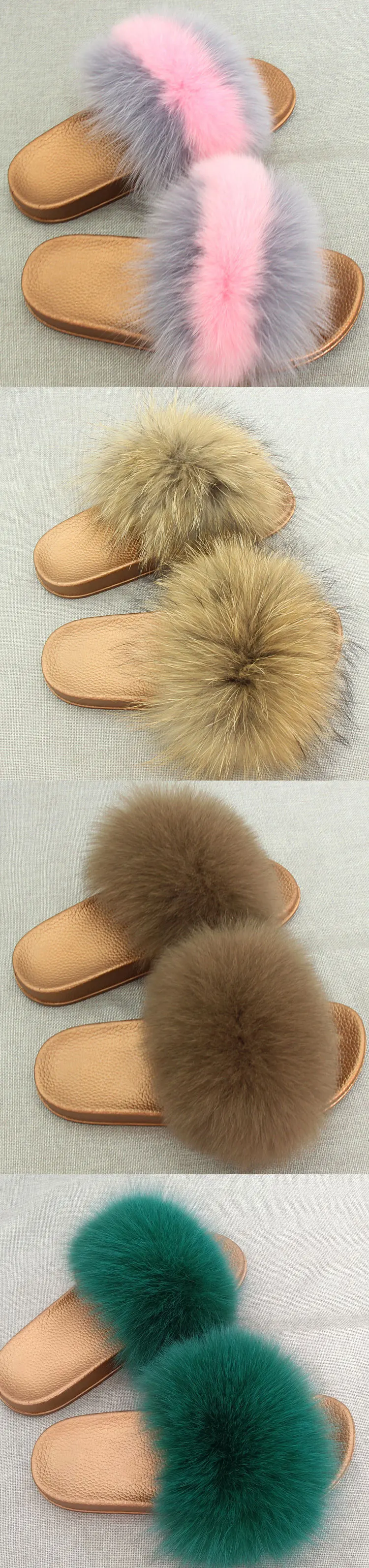 Mulheres de Pele Real da Pele de Fox Sandália de Praia Chinelos Moda Inverno Quente Pai-filho Sapatos Macios Confortáveis Peludo Virar Flops Jkp 6 High Quality