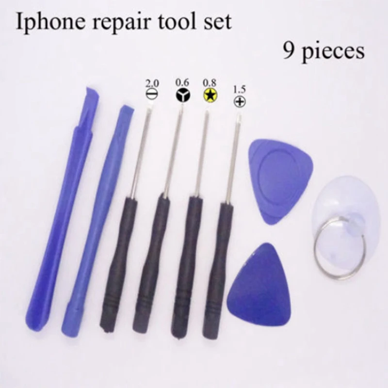 1 комплект 9 в 1 инструменты мобильный телефон открытие Прай Repair Tool Kit Отвертки разборки для iPhone 5 5S 6 6 S 7 7 S