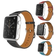 Para Apple Venda de Reloj de Cuero Azul de Lujo Genuino Brazalete Correa de Reemplazo Correa de Cierre para iWatch Wrist Band con Adaptador