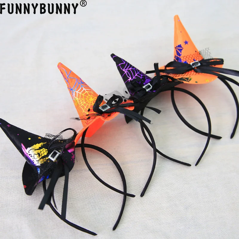 FUNNYBUNNY Хэллоуин красочный обруч для волос шляпа ведьмы модный костюм наряды