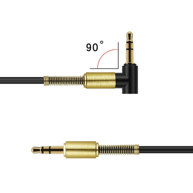 Бесплатная Доставка 3,5 ММ мужчинами 90 градусов угол Аудио Aux Весна кабель для стерео MP3 PC