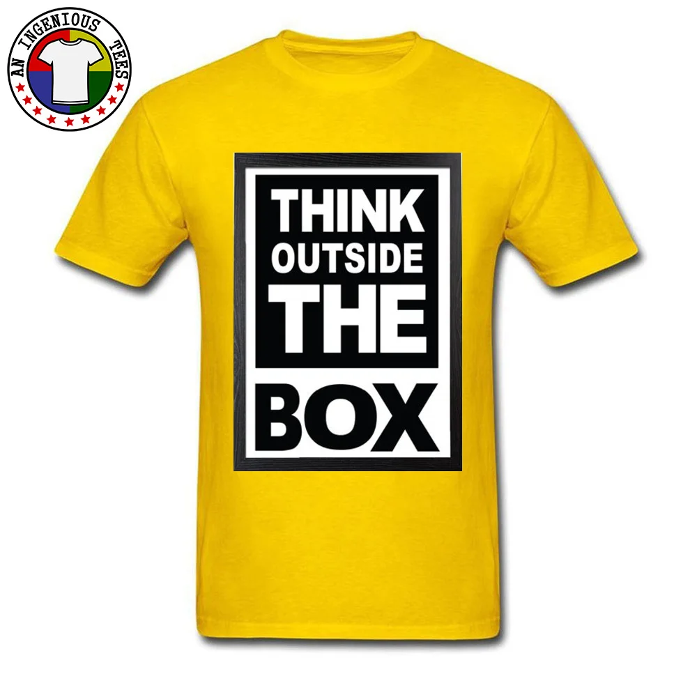 2018 Hot Sale Man T Shirt think outside the box 4 Gift T Shirts 100% Cotton Short Sleeve Leisure Tee-Shirt Crewneck think outside the box 4 yellow