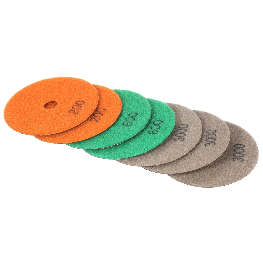 7pcs/Set 4" Diamond Dry Polishing Pads Grinding Disc for Granite Marble