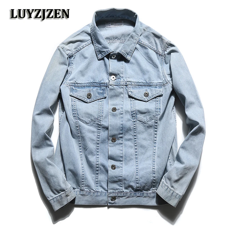 

Jeans Jacket Men Denim Jackets With Pockets Mens Long Sleeve Spring Autumn Outwear Male Casual Cotton Blue Coat High Quality FA3