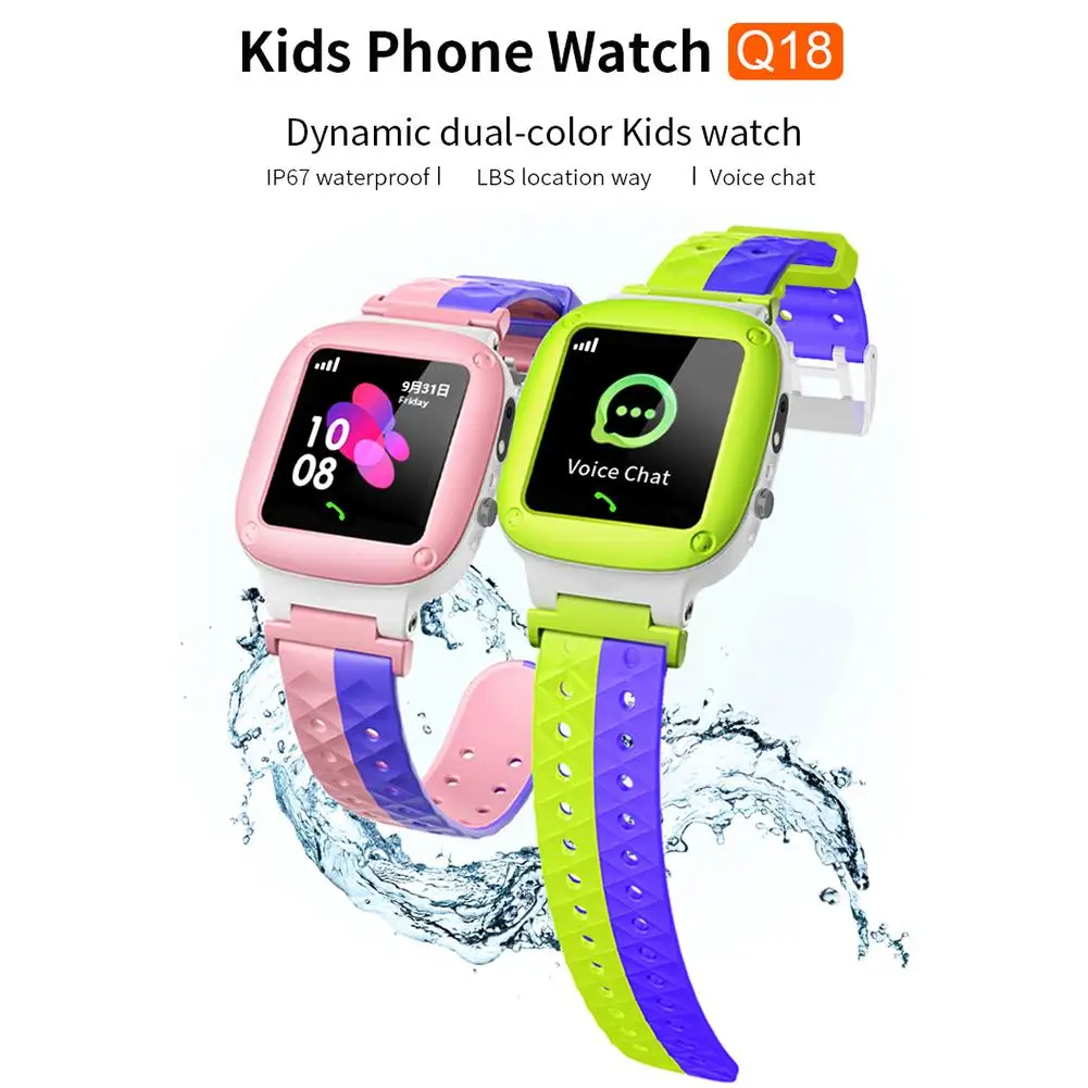 

Q18 Kids Smart Watch IP67 Waterproof 2G SIM Card Clock LBS Tracker Camera SOS Call Location Reminder Anti-Lost Kids Smartwatch