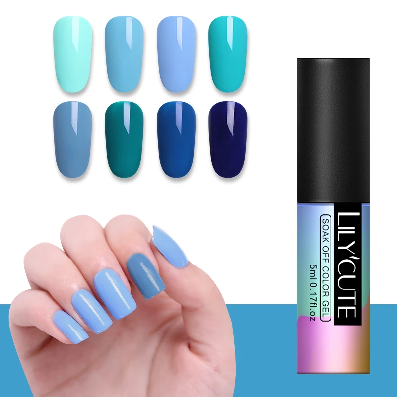 LILYCUTE зеленый УФ-гель для ногтей Vernis полуперманентный дизайн ногтей украшение чистый Гель-лак для маникюра дизайн ногтей 5 мл