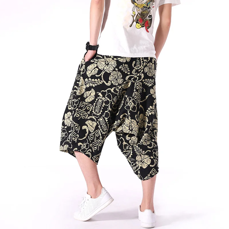 Popular 2019 Summer New Mens shorts Retro Printed Casual Fashion Jogger Knee Length Loose Streetwear Man Hip hop shorts Large size 5XL