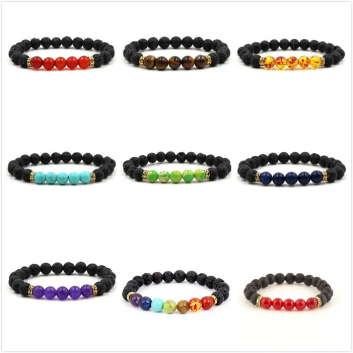 

2018 Hot Fashion Volcano Lava Balance Bead Reiki Natural Stone Cuff Bracelets For Men Or Women Bracelet Jewelry