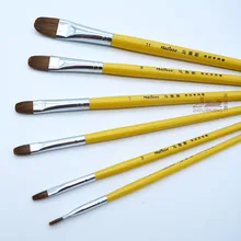 6 шт./компл., шерсть ласки короткий желтый повесить черный хвост деревянный стержень художника кисти для живописи маслом Акриловая акварель гуашь ручка для рисования