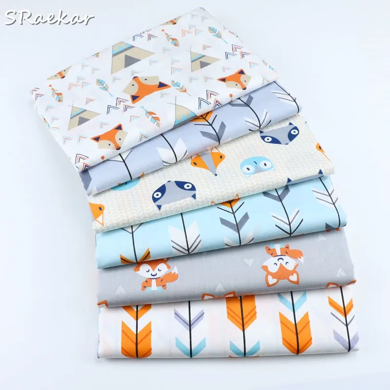 

Sraekar,Fox Arrow Bear 100% Cotton Fabric By Meters for Diy Patchwork Quilting Baby Cribs Cushions Blanket Sewing Craft Tissus