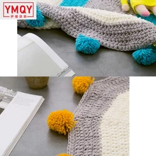 Ymqy ковер круглый ковер Детский мягкий игровой коврик полосатый вязаный пол круглый ковер круглый шар ручной тканый ковер для гостиной пол H