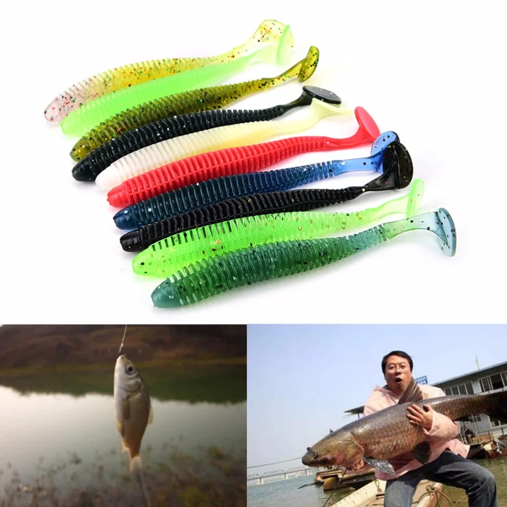 10 Pcs T Tail Soft lure Wobblers Silicon Lure Paddle Tail soft lure Jig