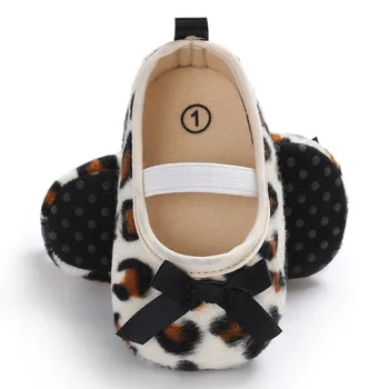 

Toddler Newborn Baby Crib Shoes Leopard Princess Baby Soft Sole Anti-Slip Prewalker For Baby Girls First Walkers