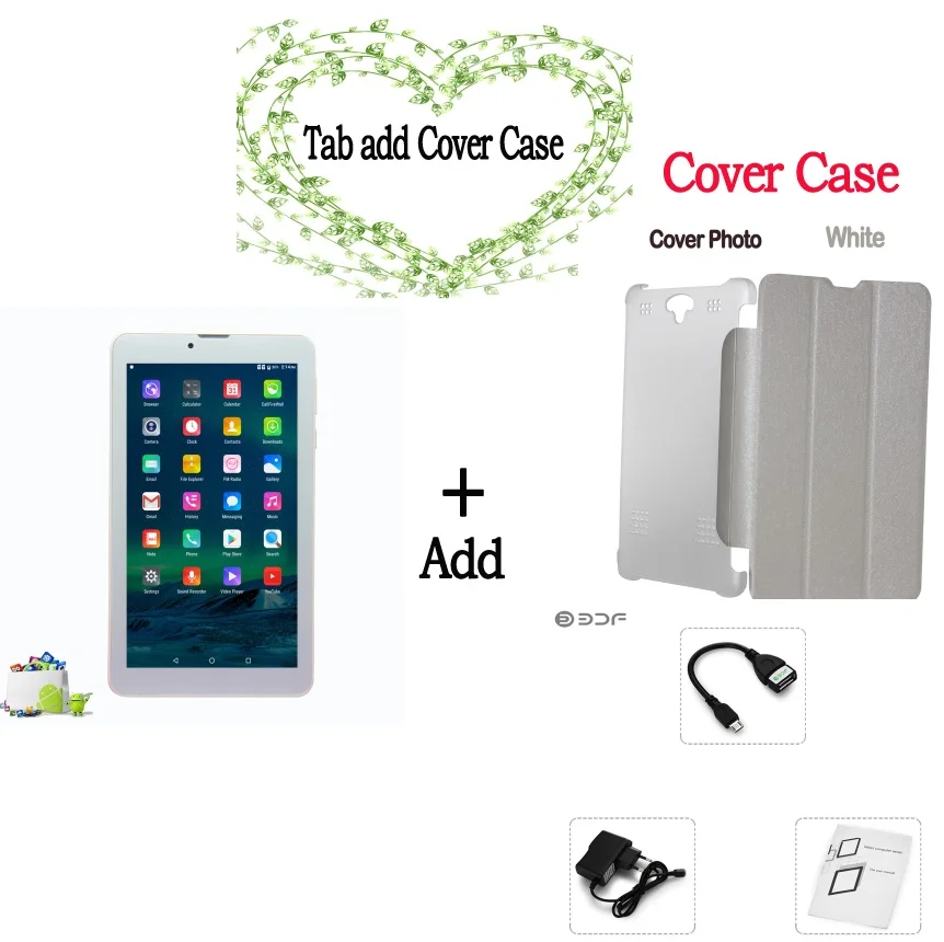 7 Inch Original 3G Phone Call Dual Core HD LCD Android 6.0 Tablets pc WiFi Bluetooth 8GB Mini Pad Dual SIM Card phone 8 9 10 - Комплект: Add Cover case
