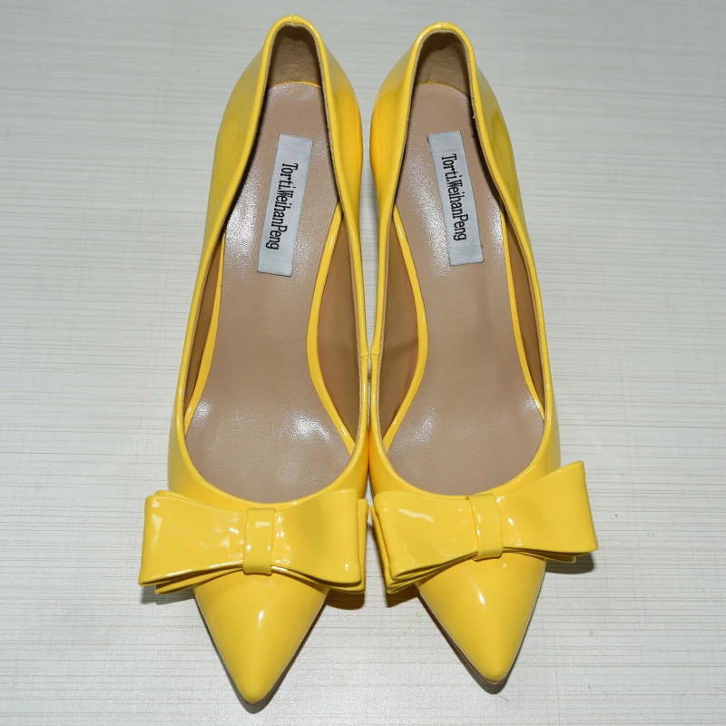 Женские туфли с узлом бабочкой; классические женские туфли-лодочки на высоком каблуке; повседневные туфли на тонком каблуке с острым носком