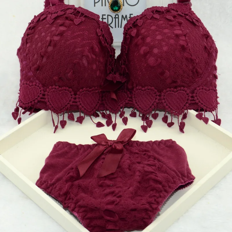  Hot Sale Women Underwear Set Cotton Bra Panty Set Brand Embroidery Tassel Sexy Lingerie Brassiere S