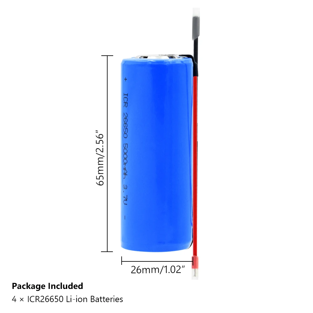 1/2/4 шт. синий ICR 26650 литий ионная батарея Батарея для Светодиодный светильник дистанционного Управление мини вентилятор фонарь светодиодный вспышка светильник 3,7 V 5000mAh