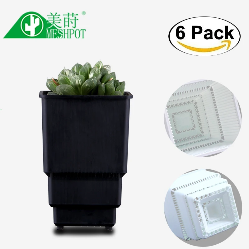 

Meshpot 6-Pack Plastic High-Waisted Flower Pot Deepen Thickening Garden Pot Planter Container Root Controlling Technology Pot