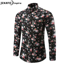 Новинка, рубашка с цветочным принтом, мужская Тонкая Модная рубашка с длинным рукавом, высокое качество, Camisa Masculina, мужские повседневные рубашки 5xl