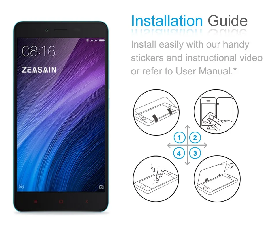 Original ZEASAIN Screen Protector For Xiaomi Redmi Note 2 Xioami Note2 Phone Tempered Glass  2.5D 0.3mm Protective Film Glass (6)