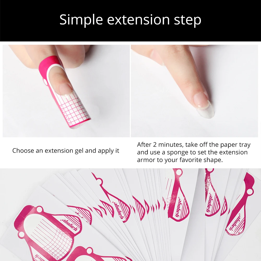 yayoge Nail Forms For Acrylic UV Gel Tip Extension 100Pcs/Lot Size LargerNail Form AliExpress