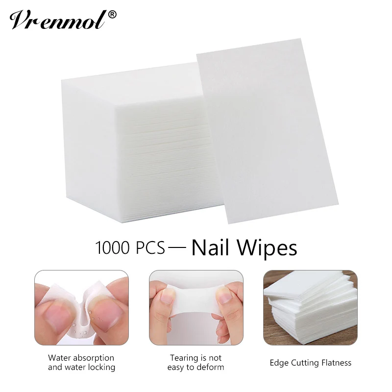 

Vrenmol New 1000Pcs Lint-Free Wipes Napkins for Manicure Nail Polish Remover Nail Wipes Bath Cotton Pads Nail Art Tools