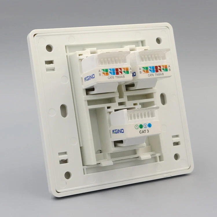 Настенная розетка двойная сетевая LAN RJ45 Cat6 и RJ11 Cat3 телефонная панель лицевой