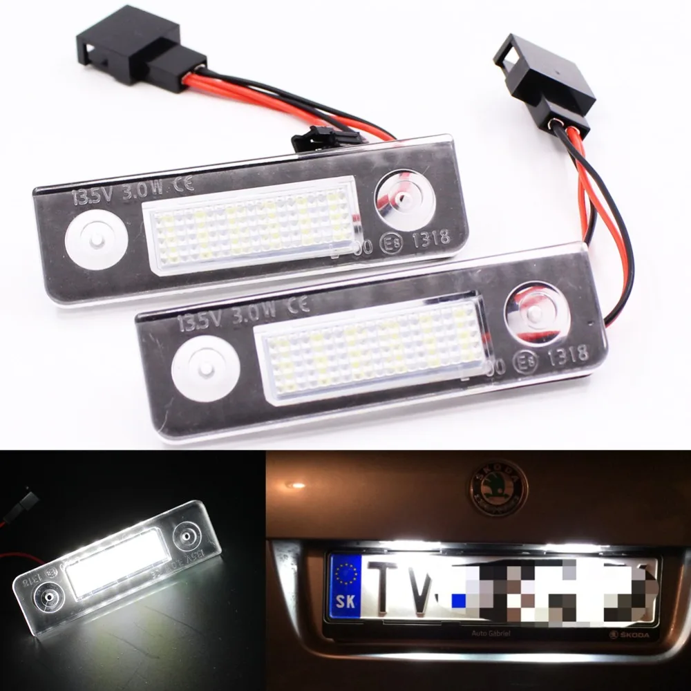 

For Skoda Skoda Octavia II Pre-facelift Facelifted 2003-2012 Roomster Car LED Number License Plate Light Canbus No Error White