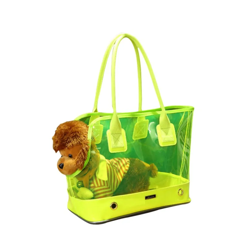 Весна Лето прозрачная переносная сумка для собак кошек модная переносная сумка из ПВХ для путешествий - Цвет: Зеленый