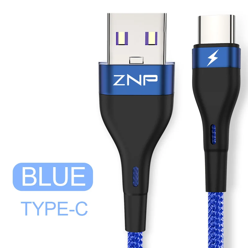 ZNP usb type-C кабель для samsung S10 S9 S8 A50 Xiaomi Redmi Note 7 Быстрая зарядка USB-C зарядное устройство для мобильного телефона USBC type-C кабель - Цвет: Blue