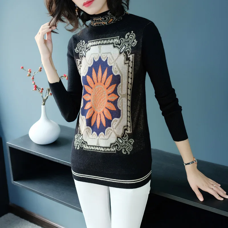 Elastic knit turtleneck slim pullovers wool sweater shirts 2018 new long sleeve women autumn sweater