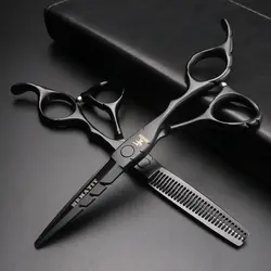 Черный 6-inch ножницы и переработки комбинацию ножницы парикмахерские ножницы набор Ножницы парикмахерские инструменты