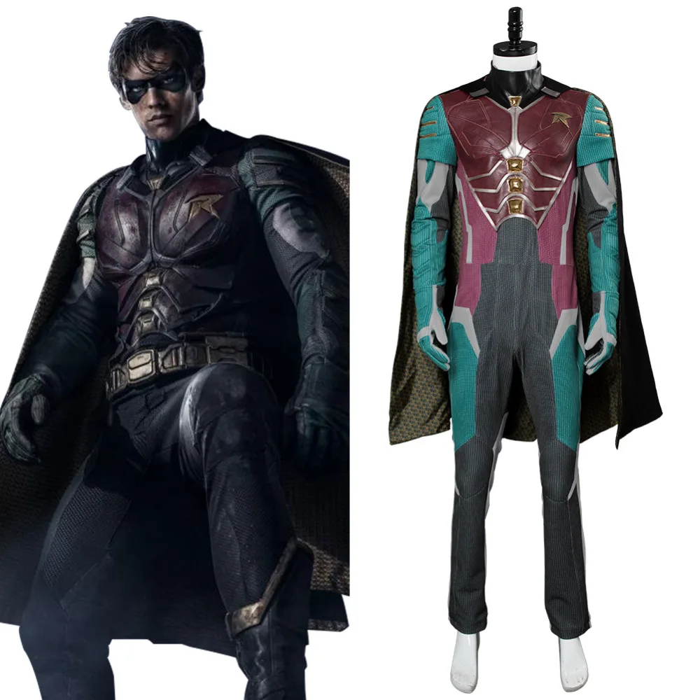 2018 Титаны Ричард Грейсон Робин костюм Nightwing полный плащ карнавальные костюмы на