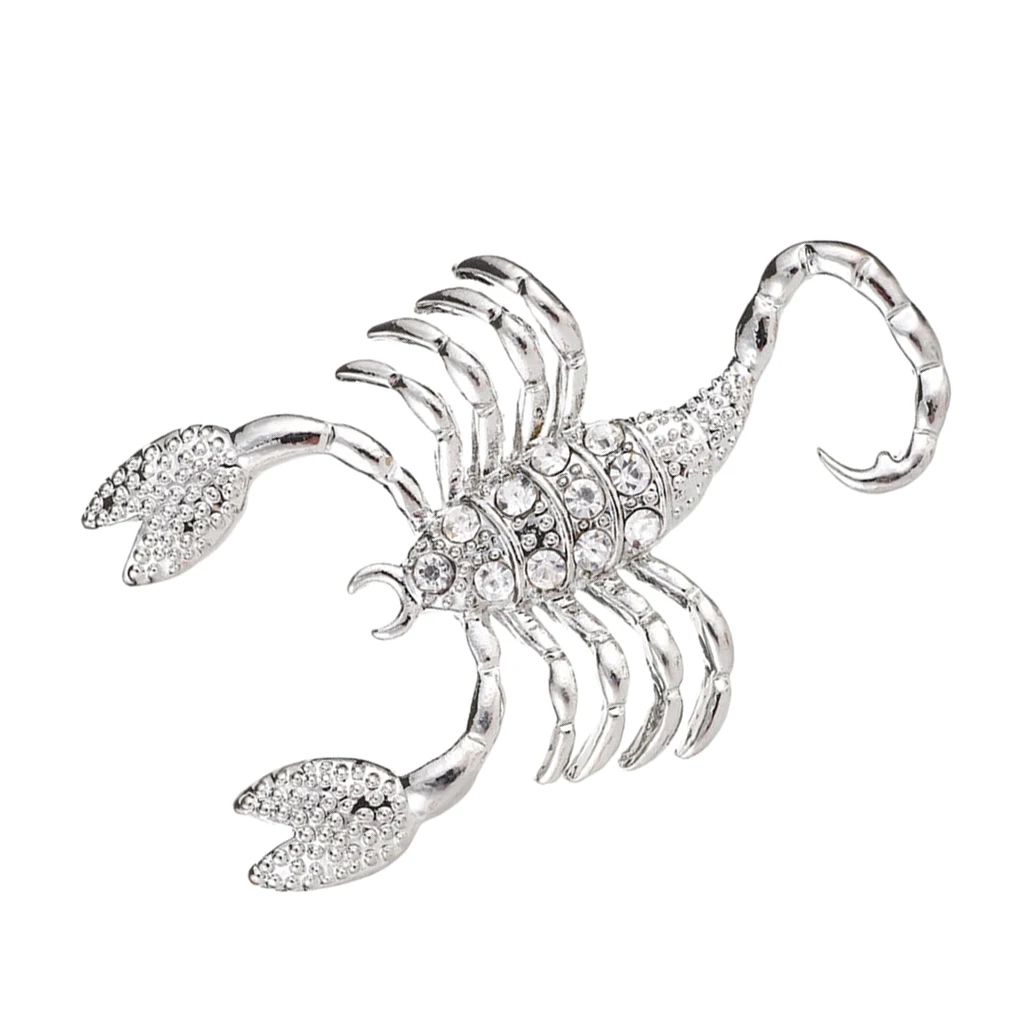 Silver Rhinestone Scorpion Animal Design Pin Brooch Charms Jewelry Badge Costume Party Ornaments