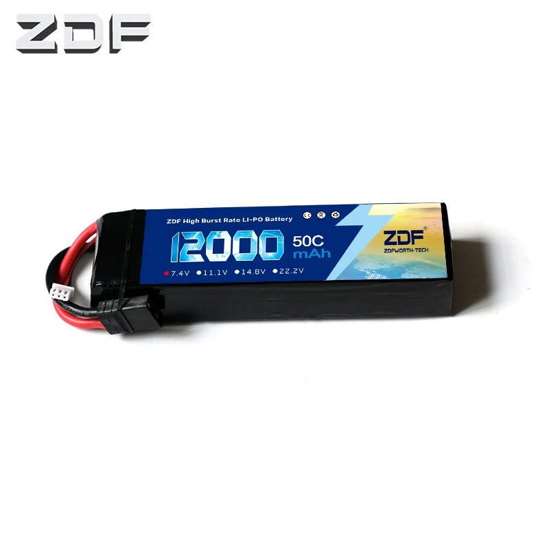 Аккумулятор LiPo ZDF 12000 мАч 2S 7 4 В 50C 100C в твердом корпусе с разъемом Deans T XT60 XT90 или EC5